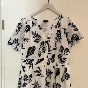 Talbots Black and White Floral Dress